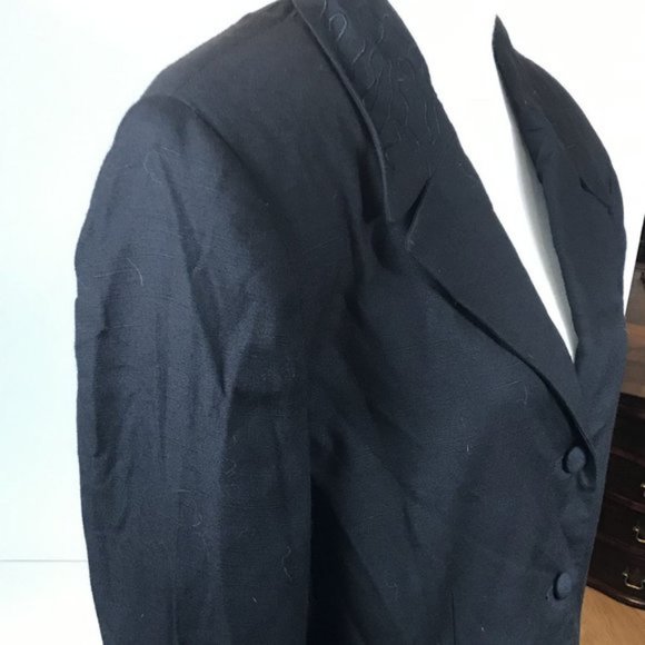 Vintage Black Blazer w/ Flames on Collar & Pockets - Picture 3 of 13